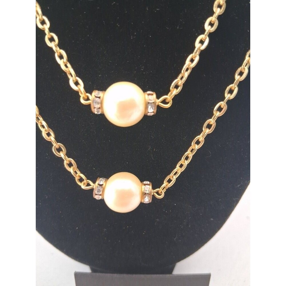 Joan Rivers Classics Collection Gold Chain Faux Pearl Rhinestone Necklace - Picture 4 of 10